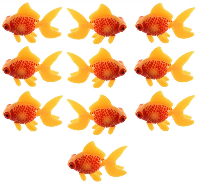 XMHF Aquarium Fish Bowl Tank Artificial Floating Plastic Yellow Red Decor Goldfish Ornament Fish Tank Decoration 10PCS - Image 1